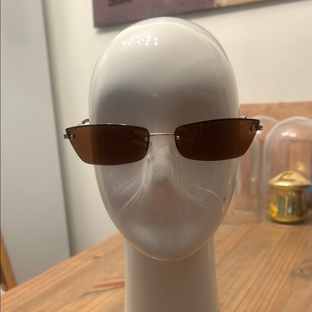 Brown Minimalist Rectangular Glasses - image 1